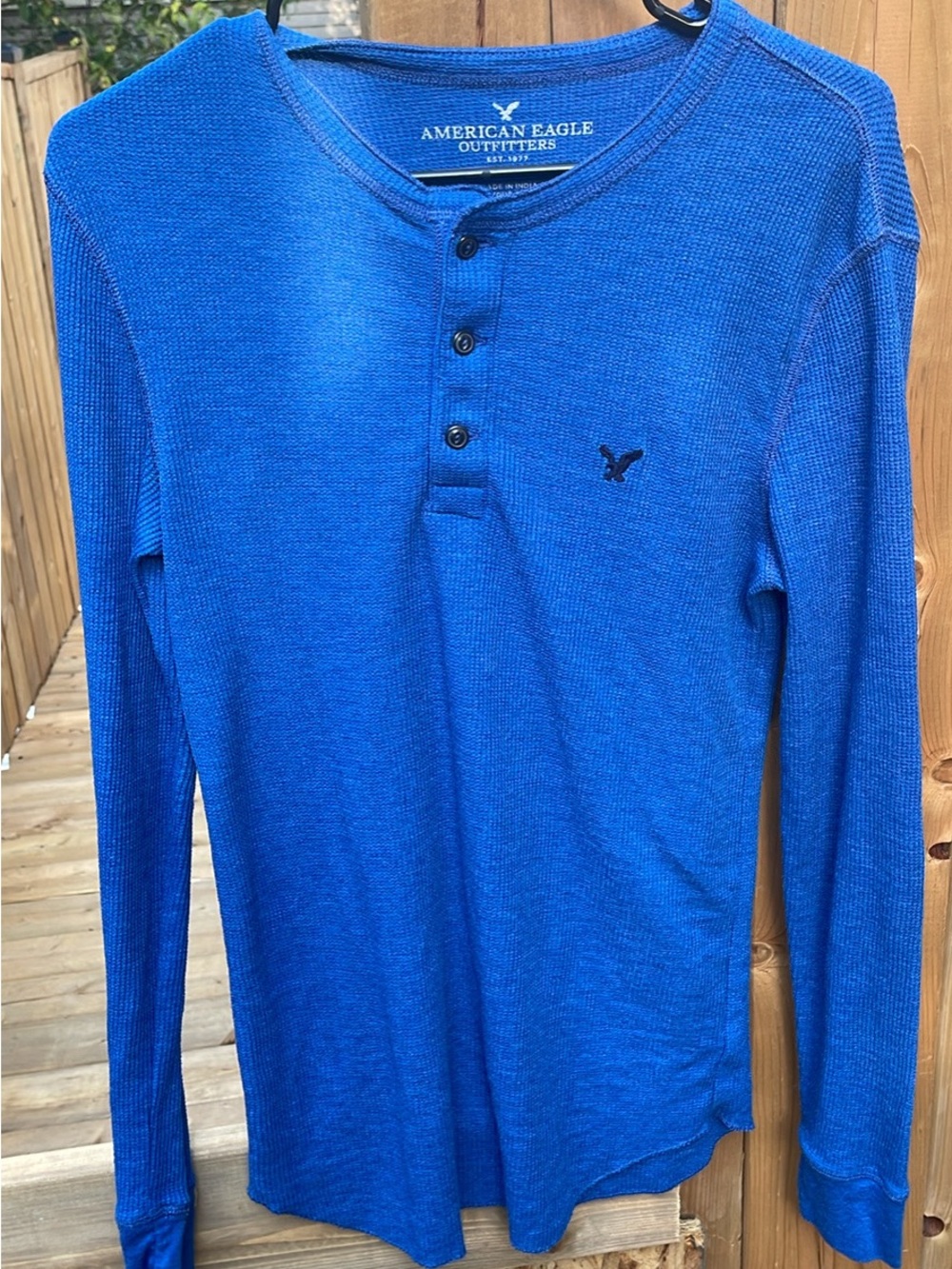 American Eagle Outfitters Royal Blue Long-Sleeve Thermal Henley